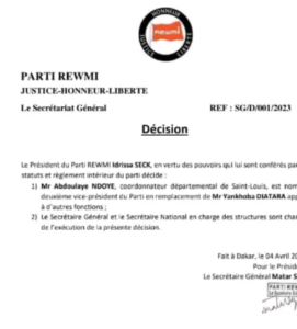 Idrissa Seck destitué Diatara de son poste  de vice président 